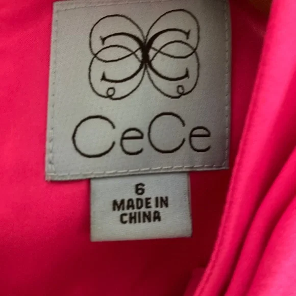 Cece bright pink shift dress bow neck size 6 - Picture 4 of 7